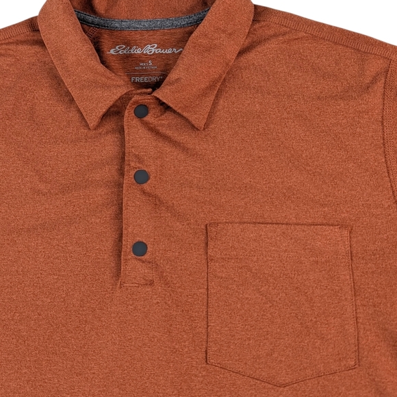 Eddie Bauer Adventurer Polo Shirt Men's Small Orange Short Sleeve Buttons Collar - Picture 4 of 9